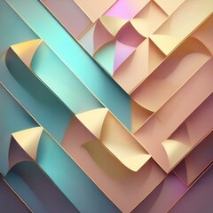 Wall Mural - pastel geometric shapes with shimmering colors abstract background