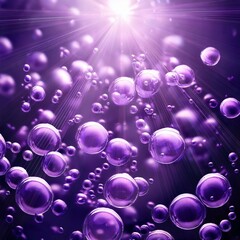 Wall Mural - shimmering purple bubbles floating in light