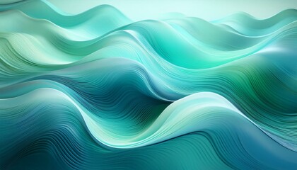 Wall Mural - smooth gradient waves in light blue and mint green reflected