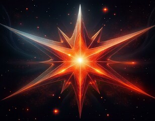 Wall Mural - space scene with orange red star on black background