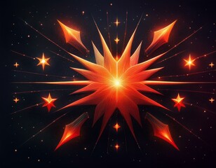 Wall Mural - space scene with orange red star on black background
