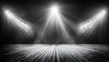 Wall Mural - stage with spotlights in black and white