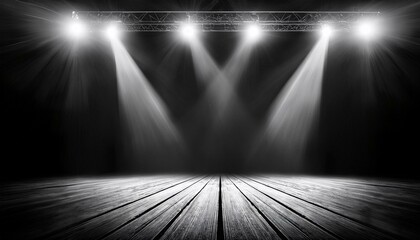 Wall Mural - stage with spotlights in black and white