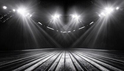 Wall Mural - stage with spotlights in black and white
