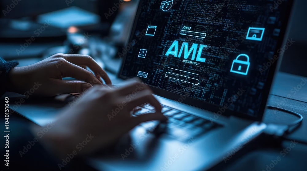 Computer Scamming Images Cybersecurity concept. Scam Alert Warning, A person typing on laptop ...