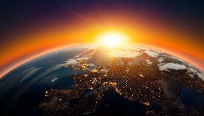 Wall Mural - sunrise over earth
