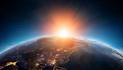 Wall Mural - sunrise over earth