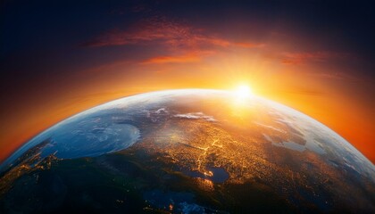 Wall Mural - sunrise over earth