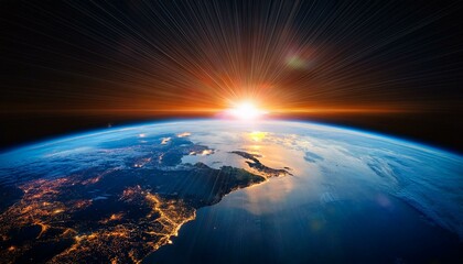 Wall Mural - sunrise over earth from space
