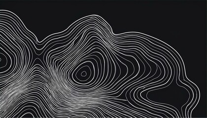 topographic map background  illustration with white lines on black background abstract design for travel or outdoor activities concept flat lay minimal style  illustration