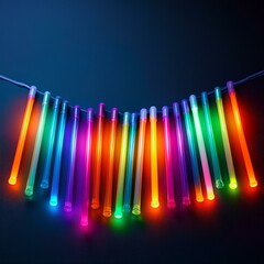 Wall Mural - variety of glowsticks lighting up across a banner