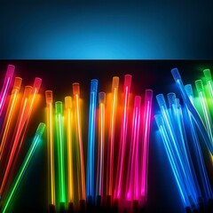 Wall Mural - variety of glowsticks lighting up across a banner