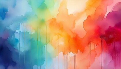 Wall Mural - vertical abstract watercolor background in warm and cool colors with copy space