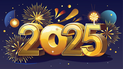 Wall Mural - Happy New Year 2025. A New Beginning – Celebrate the New Year. Cheers to 2025 – new beginnings, new opportunities. Welcome 2025 – A year of hope and joy. The year of change. Vector illustration.