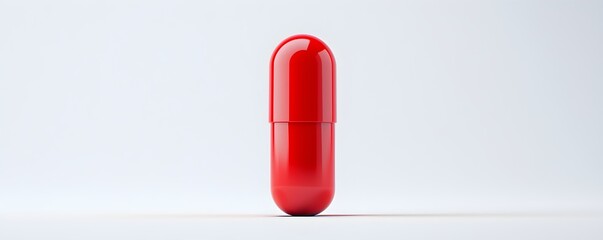 Sleek Metallic Red Capsule Design - Futuristic and Precise Concept on Clean White Background for Modern Technology and Innovation Themes