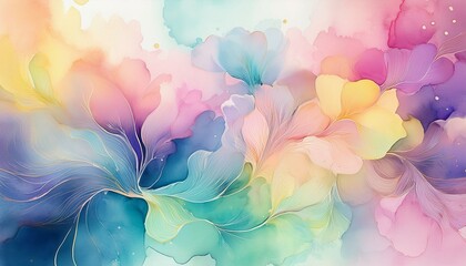 Wall Mural - watercolor pattern transparent flowing splashes of pastel colors