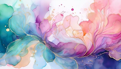 Wall Mural - watercolor pattern transparent flowing splashes of pastel colors
