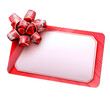 © weerasak - Red gift tag with bow on a white isolated background, perfect for holiday gifts and celebrations.