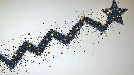 Wall Mural - A star icon integrated into a rising line graph, representing high growth and success, floating with no background