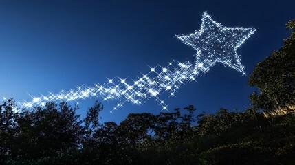 Wall Mural - A clean, glowing star symbol at the top of a line graph, representing rapid financial growth, no background