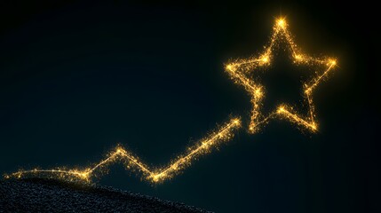 Wall Mural - A glowing star icon attached to an ascending trend line, representing financial growth, no background