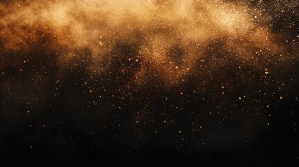 Abstract Gold Dust on Black Background