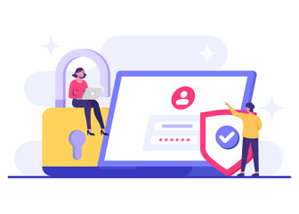 Password secure access, Data protection, Cyber security, Internet security, information privacy, Account protection flat vector illustration for landing page, app, web banner, infographic, poster