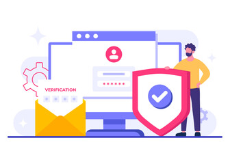 Two-step verification flat illustration vector template, OTP, Authentication password, One-time password for secure login for a account or app, Login page on computer screen