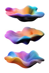 Wall Mural - colorful futuristic organic ribbed 3d shapes product display podium. distorted melted corrugated sha