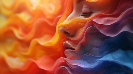 Wall Mural - girls face art style smoke bright colors