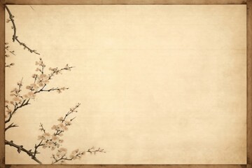 Poster - Old paper with antique frame backgrounds flower plant.