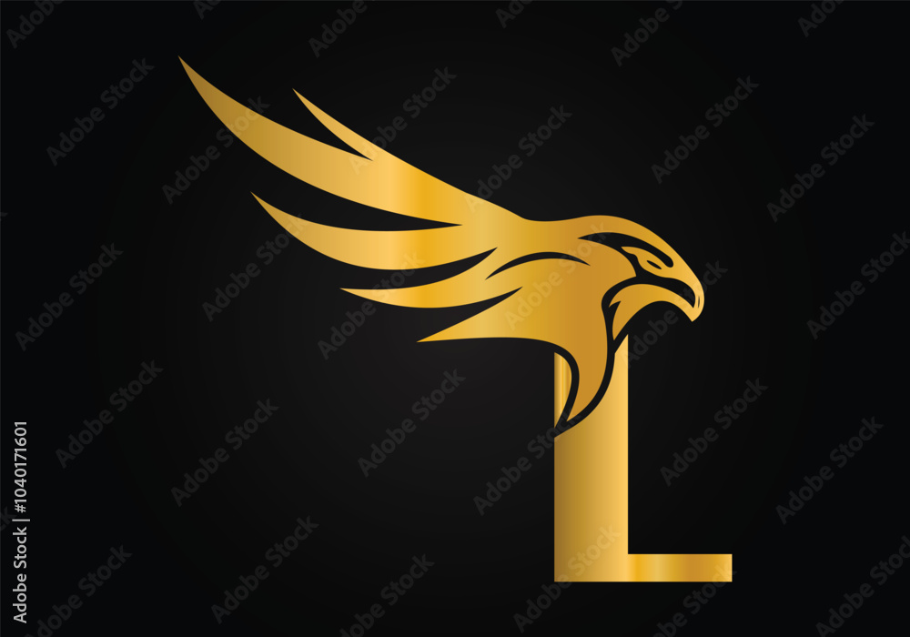 Initial L monogram letter alphabet with Eagle head symbol. Letter With ...