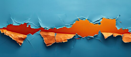 copy space image featuring a torn orange paper with a global recession message against a blue backgr