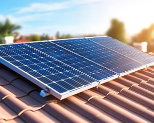 Close-Up View of Solar Panels Installed on a Roof