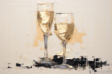 Poster - Champagne painting glass drink.