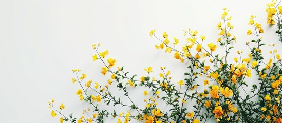 Poster - A focused shot showcasing yellow flowers against a white backdrop with ample copy space image