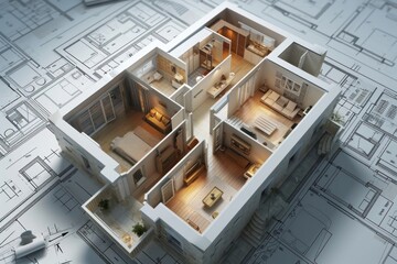 Canvas Print - House model architecture diagram floor.