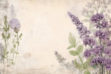 Wall Mural - Lavender flower ephemera border lavender herbs backgrounds.