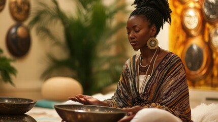 Holistic wellness practitioners from Africa and Asia offering sound therapy to help individuals improve sleep and reduce stress