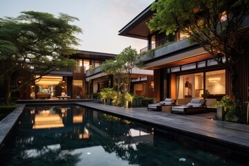 Contemporary house architecture building outdoors.