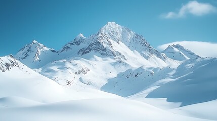 Wall Mural - Snowy Mountain Peaks Under Clear Blue Sky