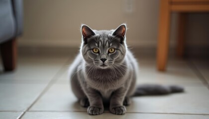 Wall Mural -  Curious feline poised for adventure