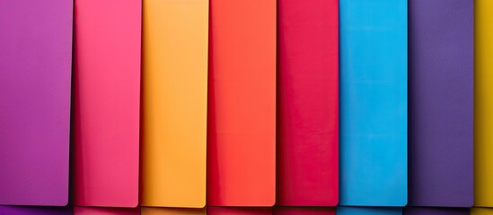 Wall Mural - Rows of vibrant construction paper placed neatly with copy space image