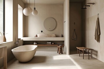 Canvas Print - Bathroom bathtub interior design architecture.