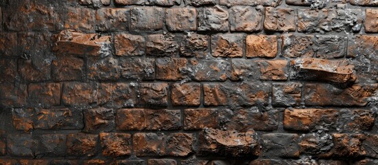 Wall Mural - Texture of a brick wall in brown with a cement backdrop ideal for copy space image