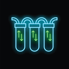 Canvas Print - Glowing neon icon of water filters showing water purification process with arrows