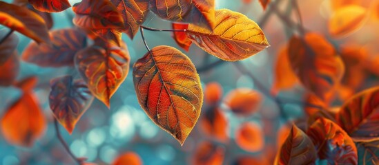 Wall Mural - Capture the beauty of colorful autumn leaves in natural light for a striking copy space image