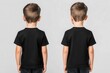 © WinThing - Boy wearing black t-shirt, back view, white isolate background.