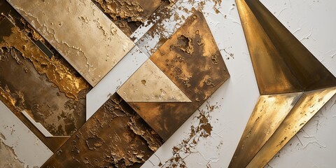 Wall Mural - Geometric Bronze Wall Art