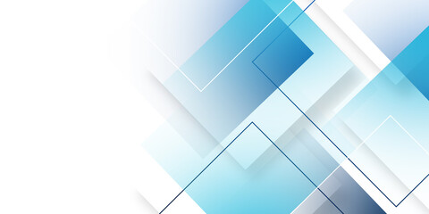Wall Mural - abstract technology background, modern blue square design illustration